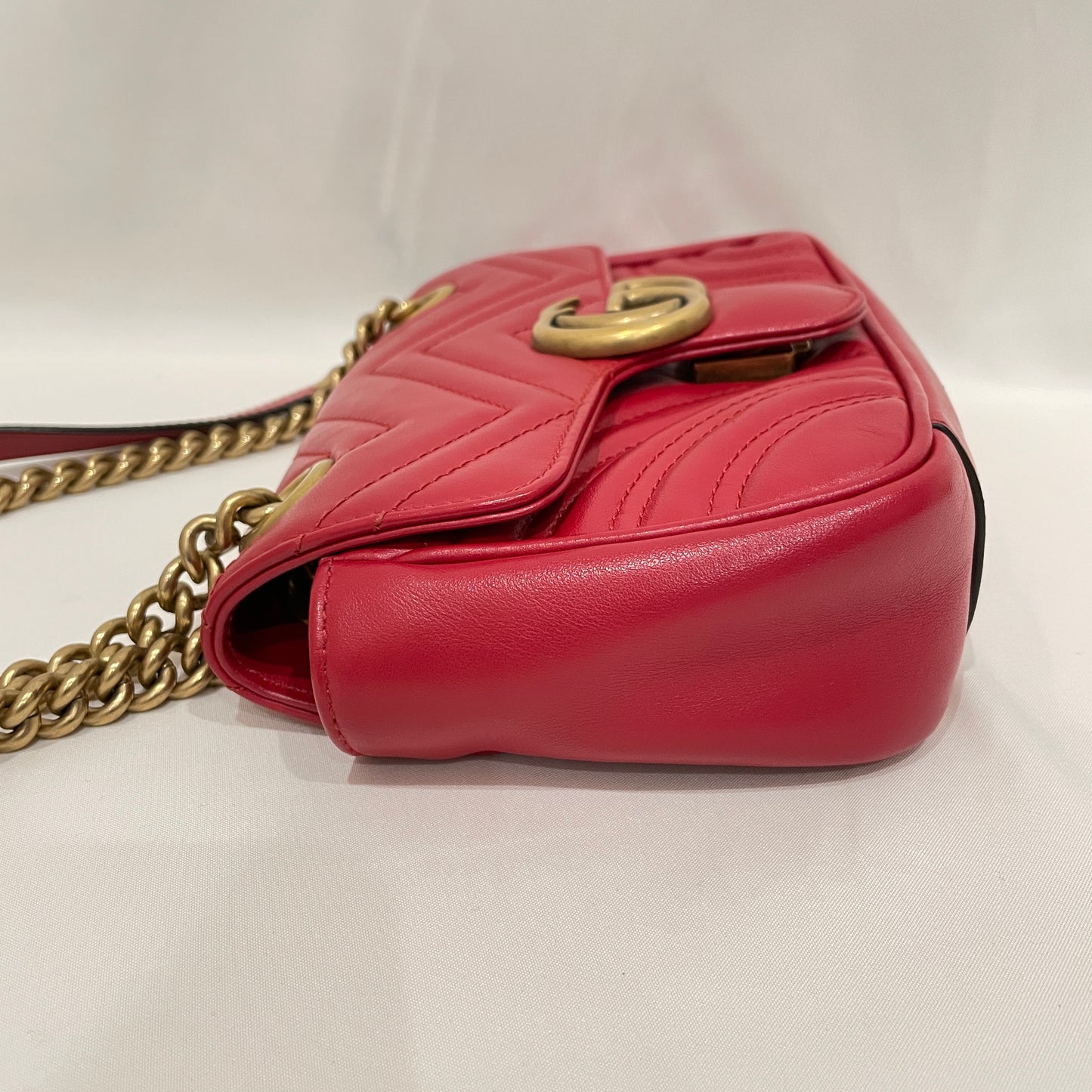 Gucci Red Leather GG Large Rajah Chain Tote With Pouch Sku# 63652