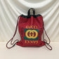 Gucci Red Leather Drawstring Backpack Pouch Sku# 71895L