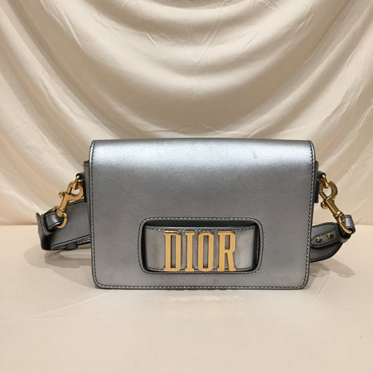 Dior Silver Metallic Smooth Leather Evolution Crossbody Bag Sku# 72111