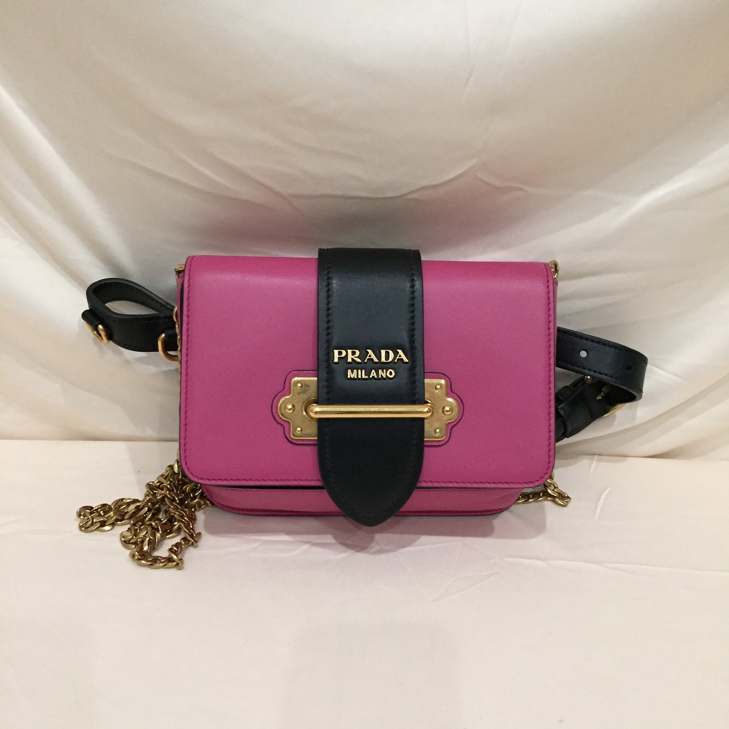 Prada Pink Calfskin Cahier 2-ways Belt Bag Sku# 72002