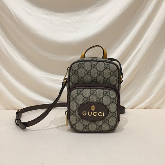 Gucci Brown GG Supreme Neo Vintage Top Handle Mini Crossbody Bag Sku# 72227