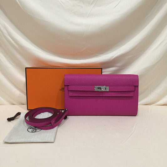 Hermes Pink Leather Kelly To Go Wallet Sku# 71940