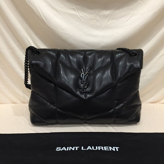 Yves Saint Laurent SO Black Leather Loulou Medium Shoulder Bag Sku# 72201