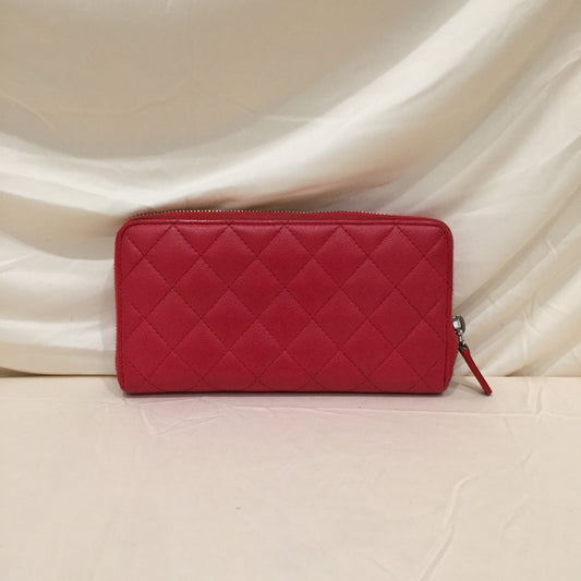 Chanel Red Leather Zip Around Long Wallet Sku# 72236