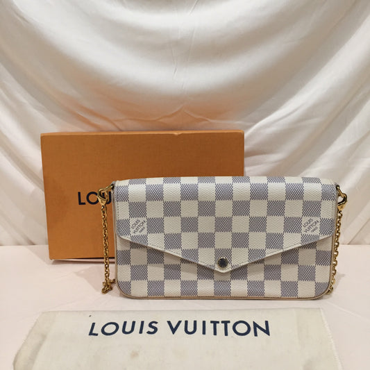 Louis Vuitton Damier Azur Coated Canvas Felicie Pochette Full Set Shoulder Bag Sku# 72431