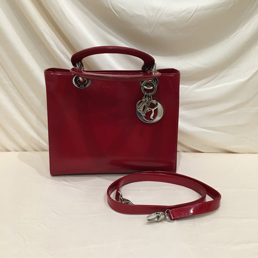 Dior Red Patent Leather Lady Dior Handbag Sku# 70219