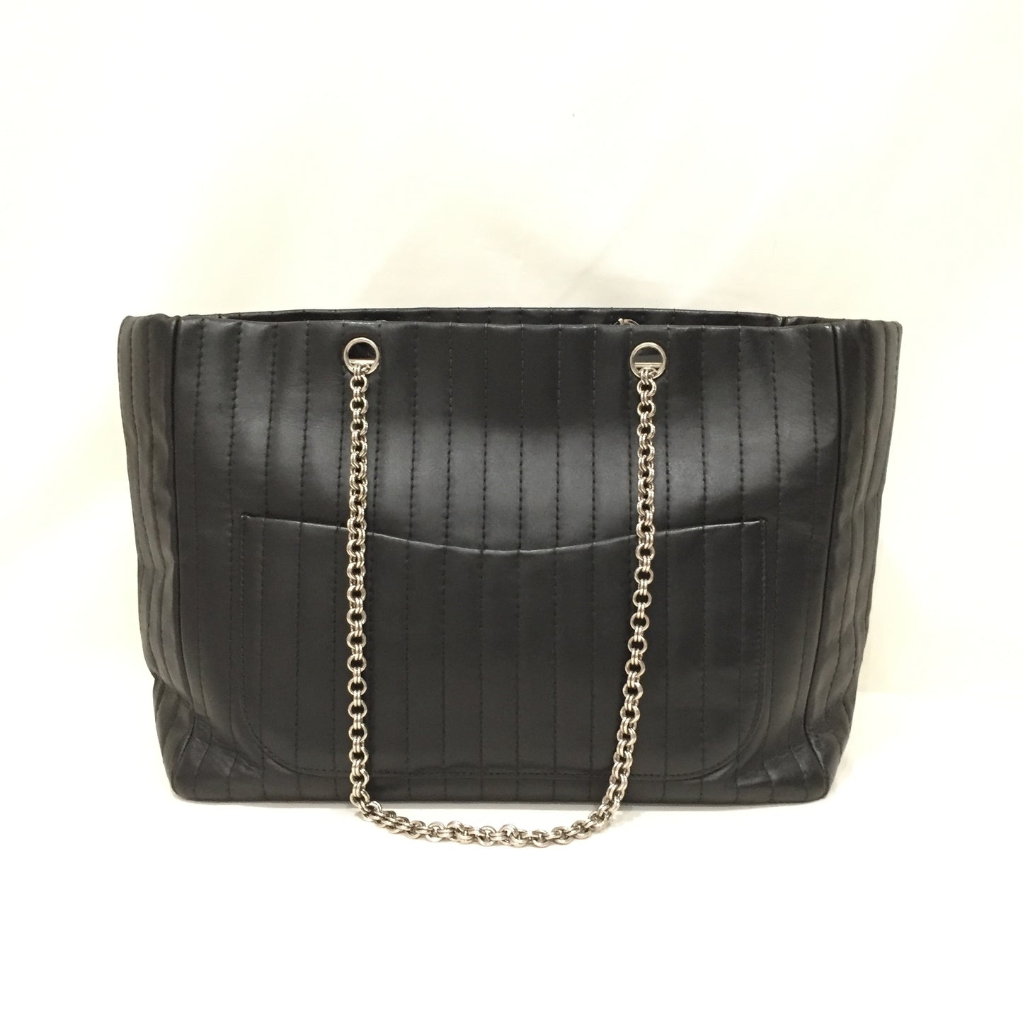 Chanel Black Leather Chain Tote Sku# 80828