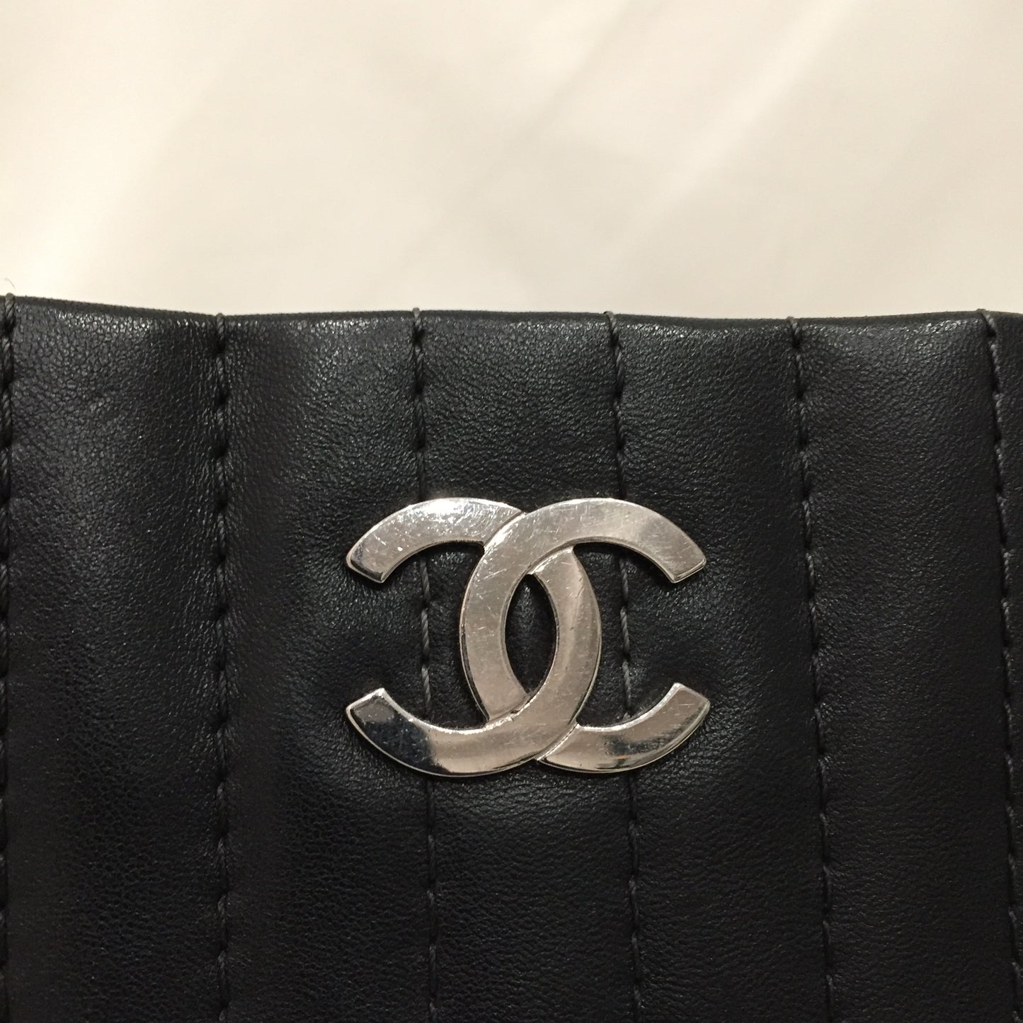 Chanel Black Leather Chain Tote Sku# 80828