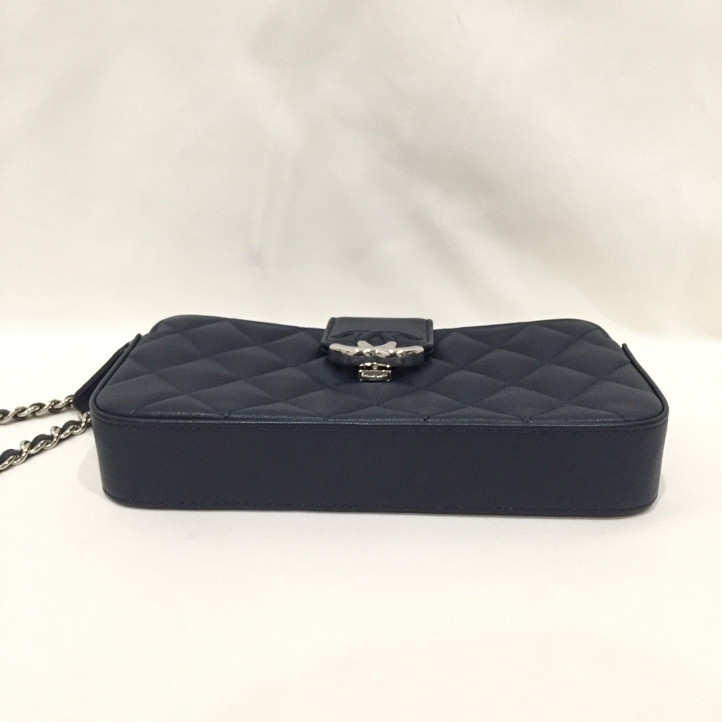 Chanel Navy Leather Double Zippy Wallet On Chain Crossbody Bag Sku# 81368