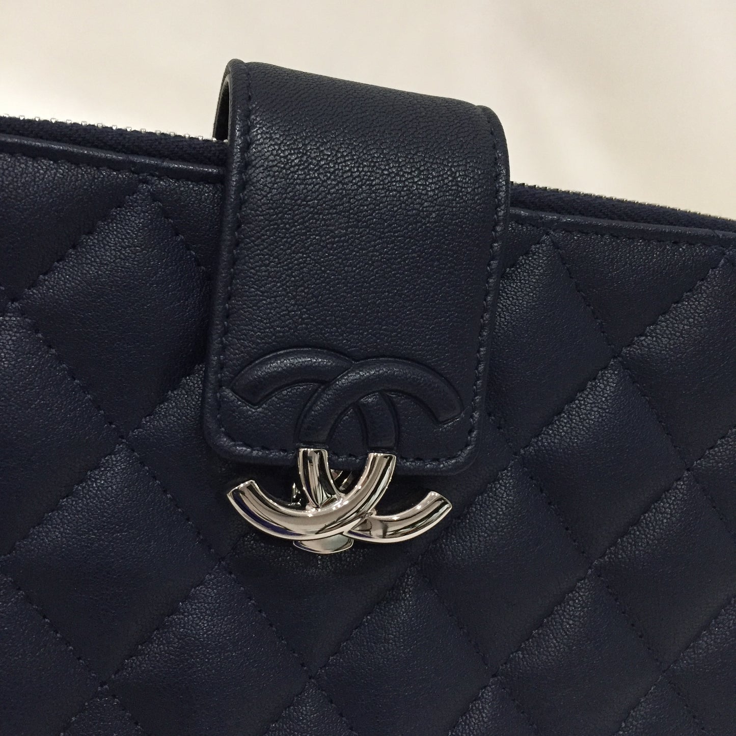 Chanel Navy Leather Double Zippy Wallet On Chain Crossbody Bag Sku# 81368