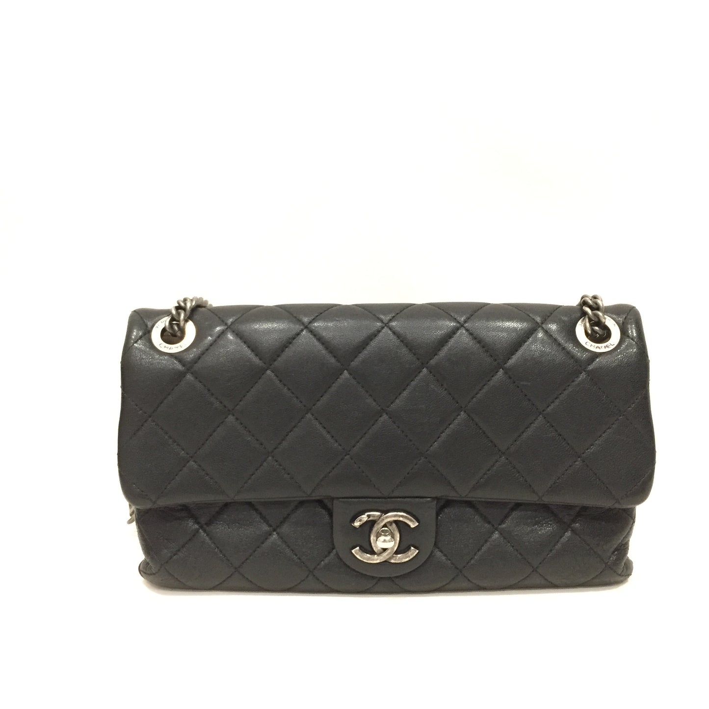 Chanel Black Leather Flap Shoulder Bag Sku# 81173