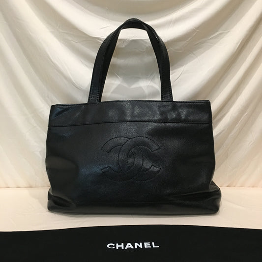 Chanel Black Caviar Leather CC Logo Tote Sku# 71351