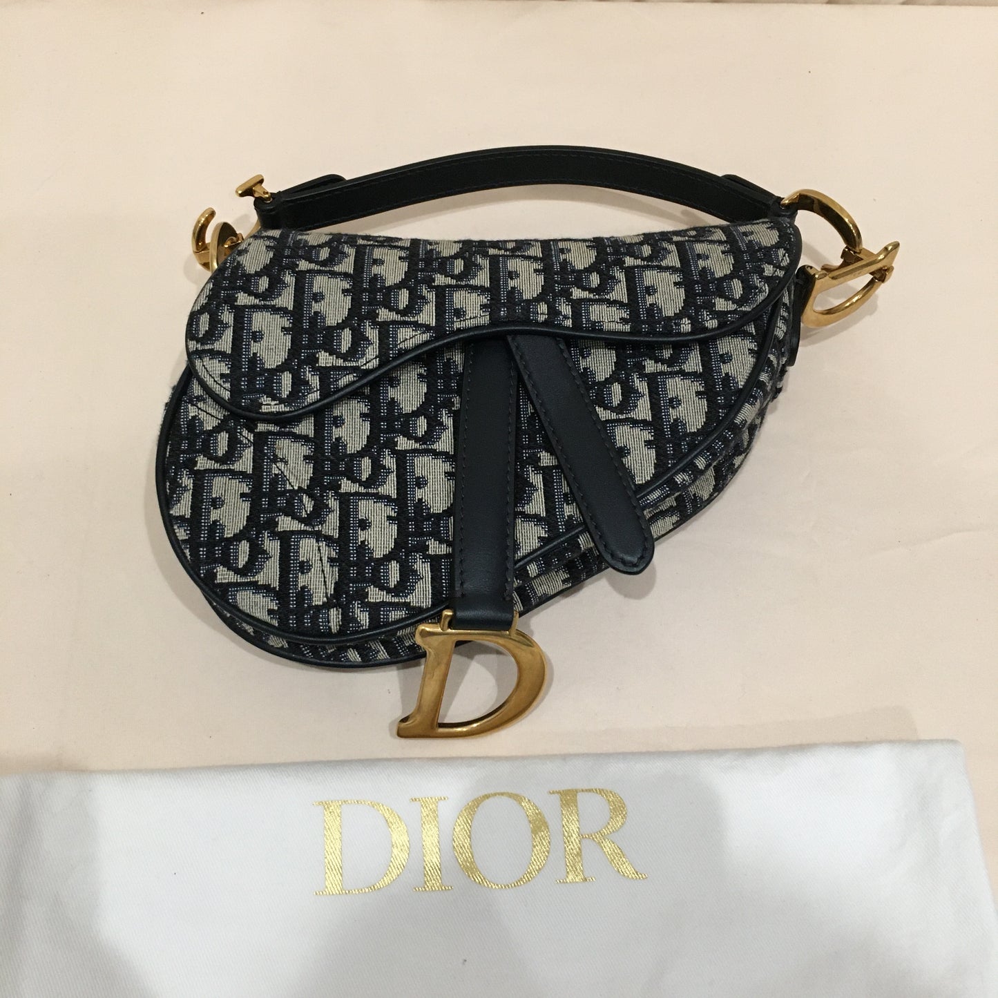 Dior Navy Canvas Saddle Handbag Sku# 73720