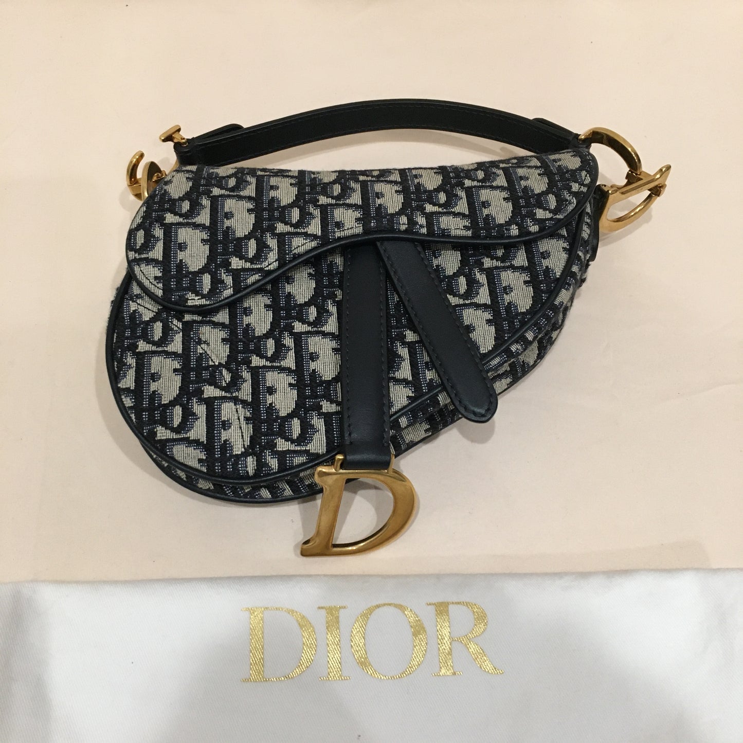 Dior Navy Canvas Saddle Handbag Sku# 73720