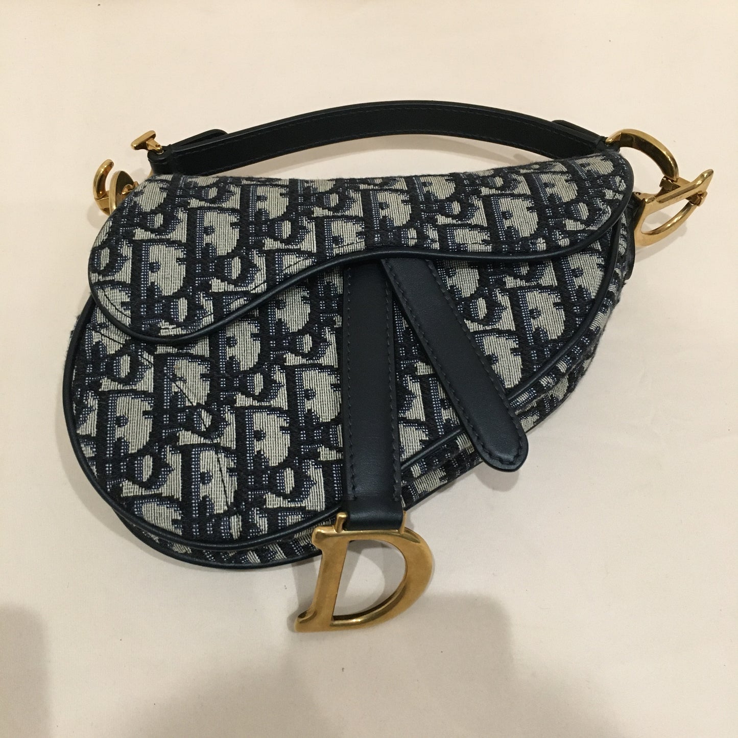 Dior Navy Canvas Saddle Handbag Sku# 73720