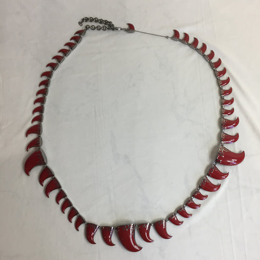 Dior Red Silver Shark Tooth Galliano Necklace Sku# 61015