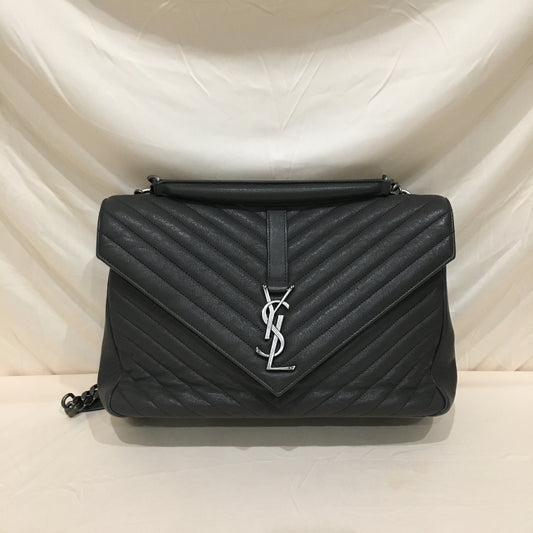 Yves Saint Laurent Grey Leather Large College Crossbody Bag Sku# 71515