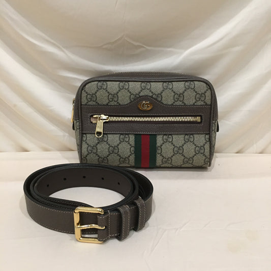 Gucci Brown GG Supreme Ophidia Belt Bag Size 96/38 Sku# 71525