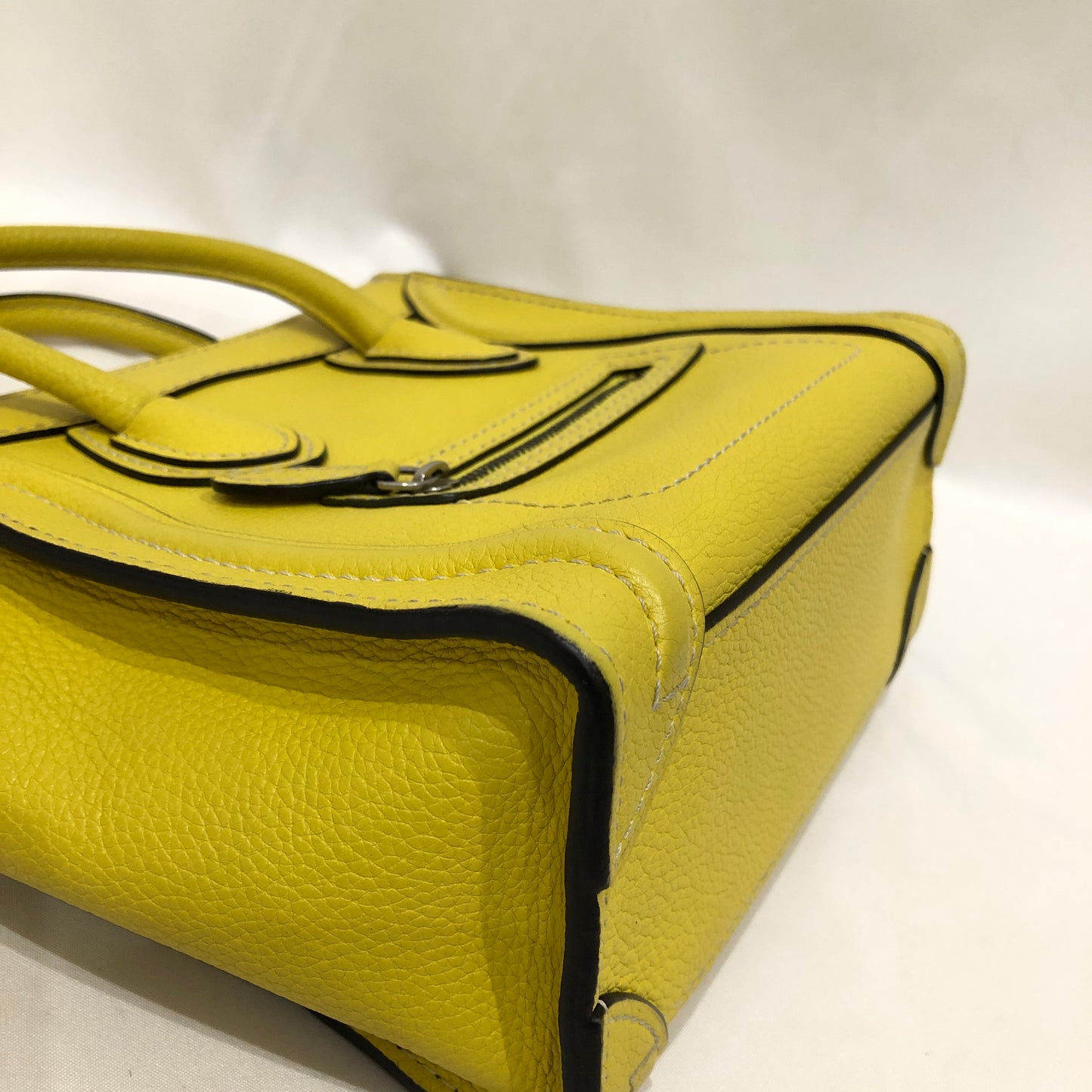 Celine Yellow Calfskin Leather Nano Luggage Crossbody Bag Sku# 81990