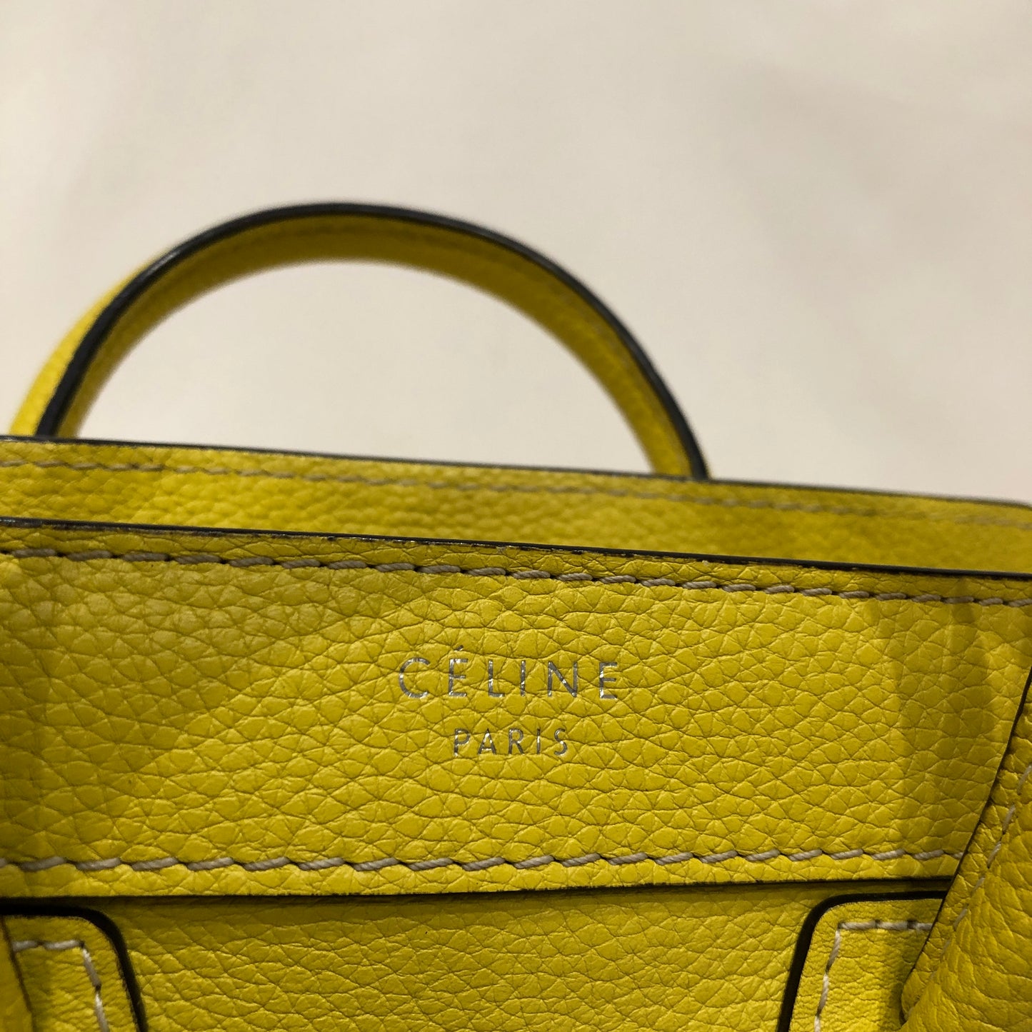 Celine Yellow Calfskin Leather Nano Luggage Crossbody Bag Sku# 81990