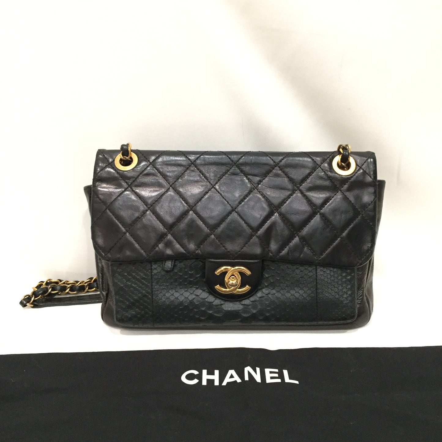 Chanel Black Python Flap Shoulder Bag Sku# 80818