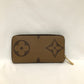 Louis Vuitton Brown Leather Monogram Reversed Zip Around Long Wallet Sku# 82303