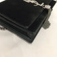 Yves Saint Laurent Black Velvet Crystal Logo Wallet On Chain Crossbody Bag Sku# 81381