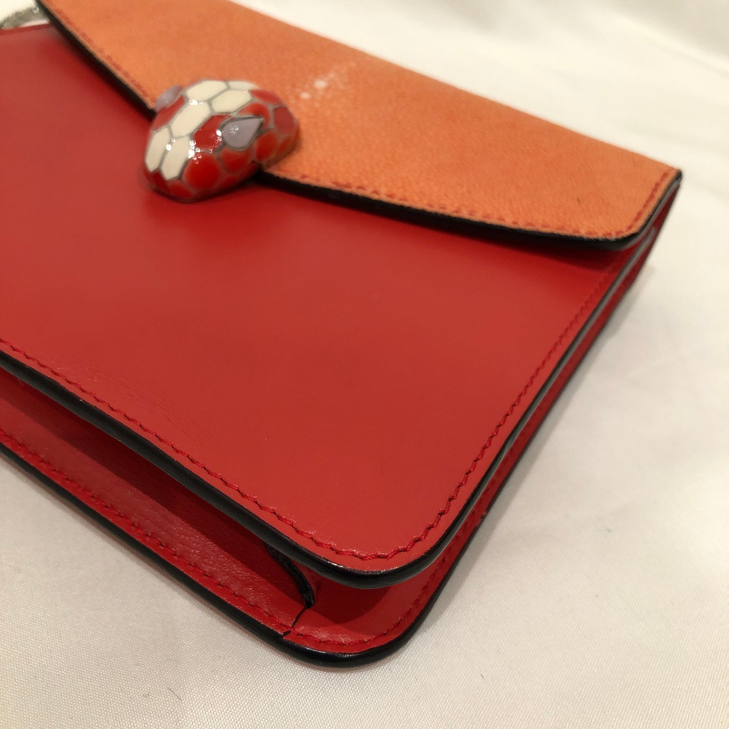 Bvlgari Orange Red Stingray Shoulder Bag Sku# 81922