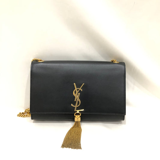 Saint Laurent Black Leather Gold Tassel Kate Crossbody Bag Sku# 81923