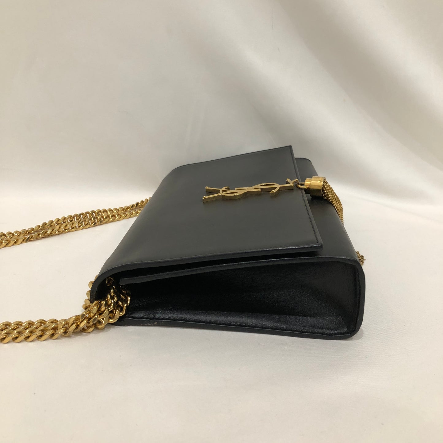 Saint Laurent Black Leather Gold Tassel Kate Crossbody Bag Sku# 81923