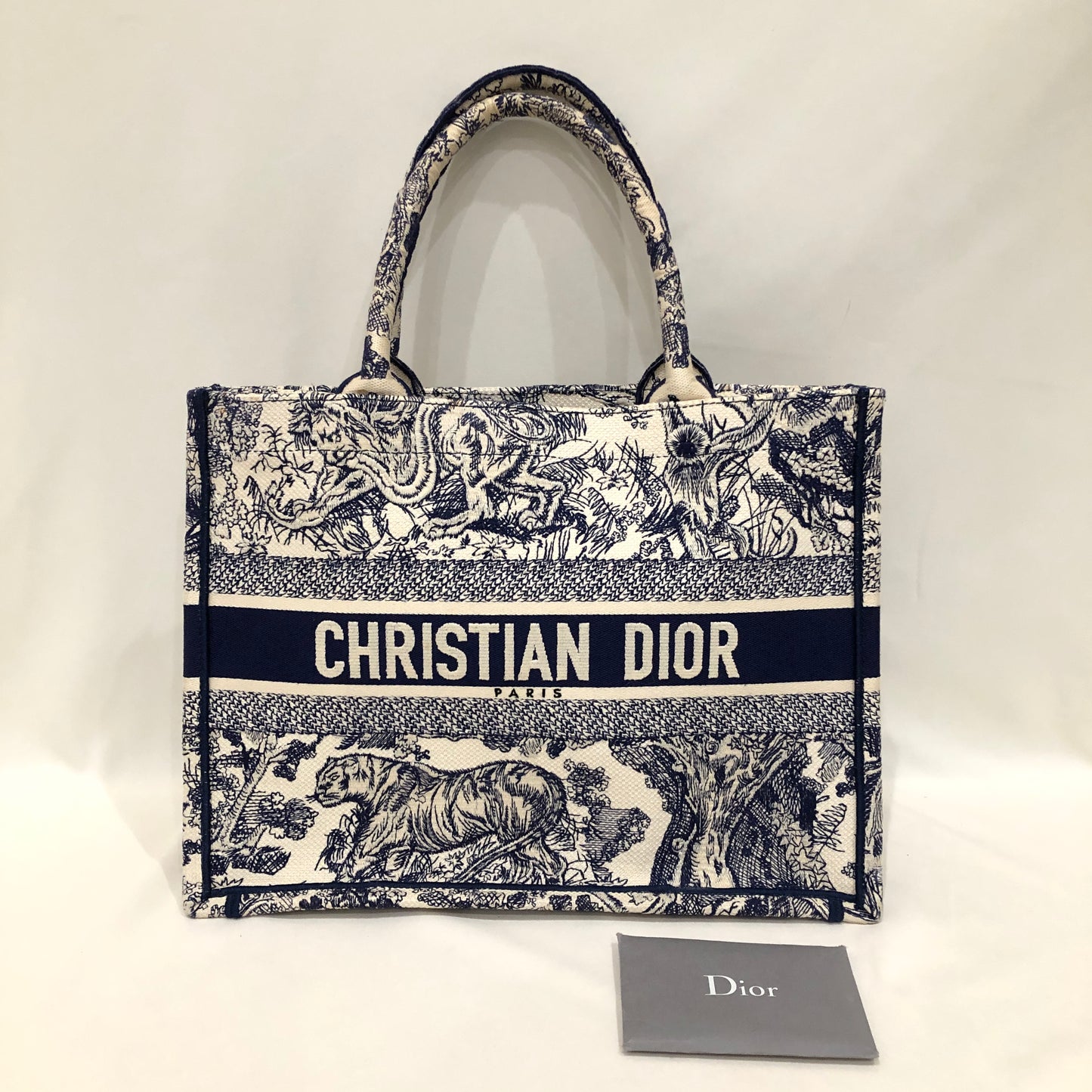 Dior Ecru and Blue Toile de Jouy Embroidery Medium Book Tote Sku# 82797