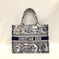 Dior Ecru and Blue Toile de Jouy Embroidery Medium Book Tote Sku# 82797