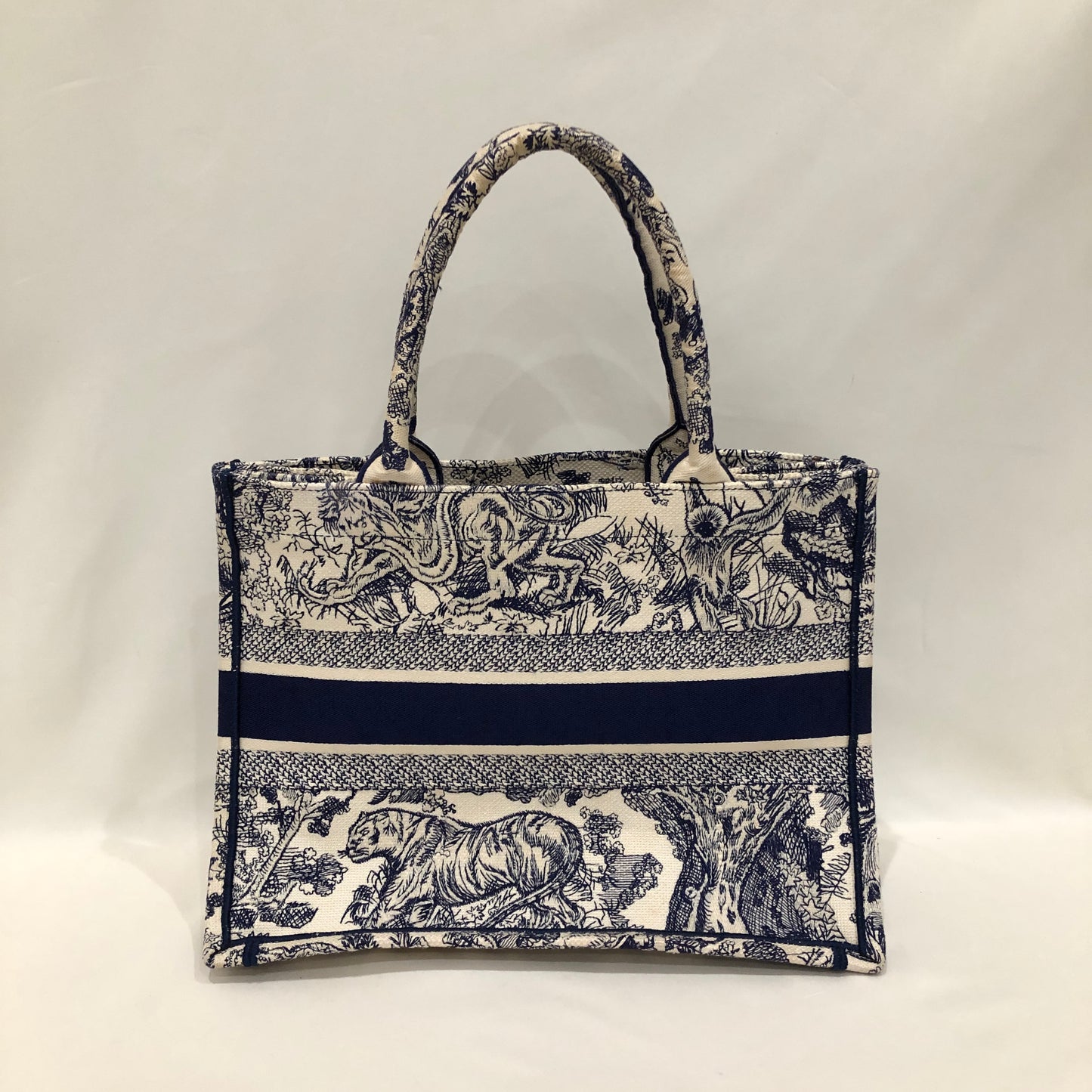 Dior Ecru and Blue Toile de Jouy Embroidery Medium Book Tote Sku# 82797