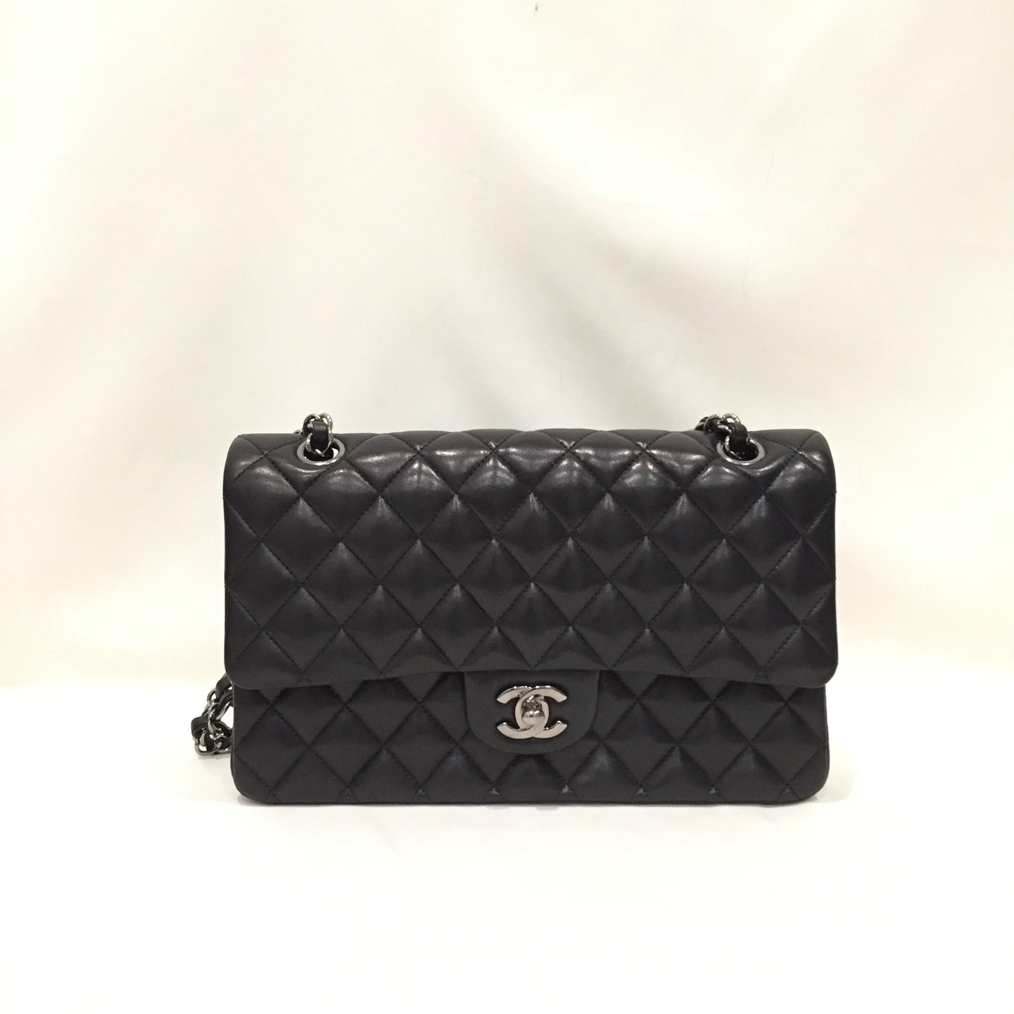 Chanel Black Leather Medium Double Flap Shoulder Bag Sku# 81960