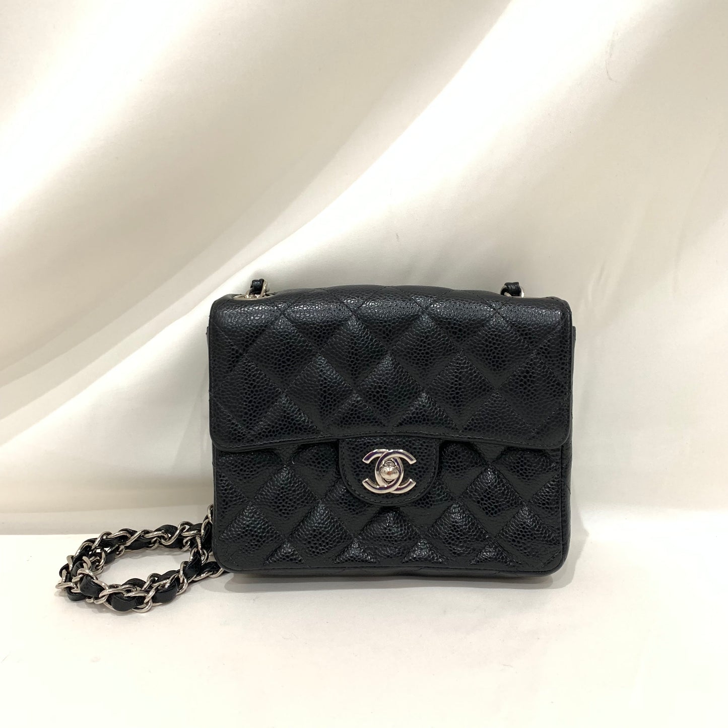 Chanel Black Caviar Mini Square Flap Shoulder Bag Sku# 81362