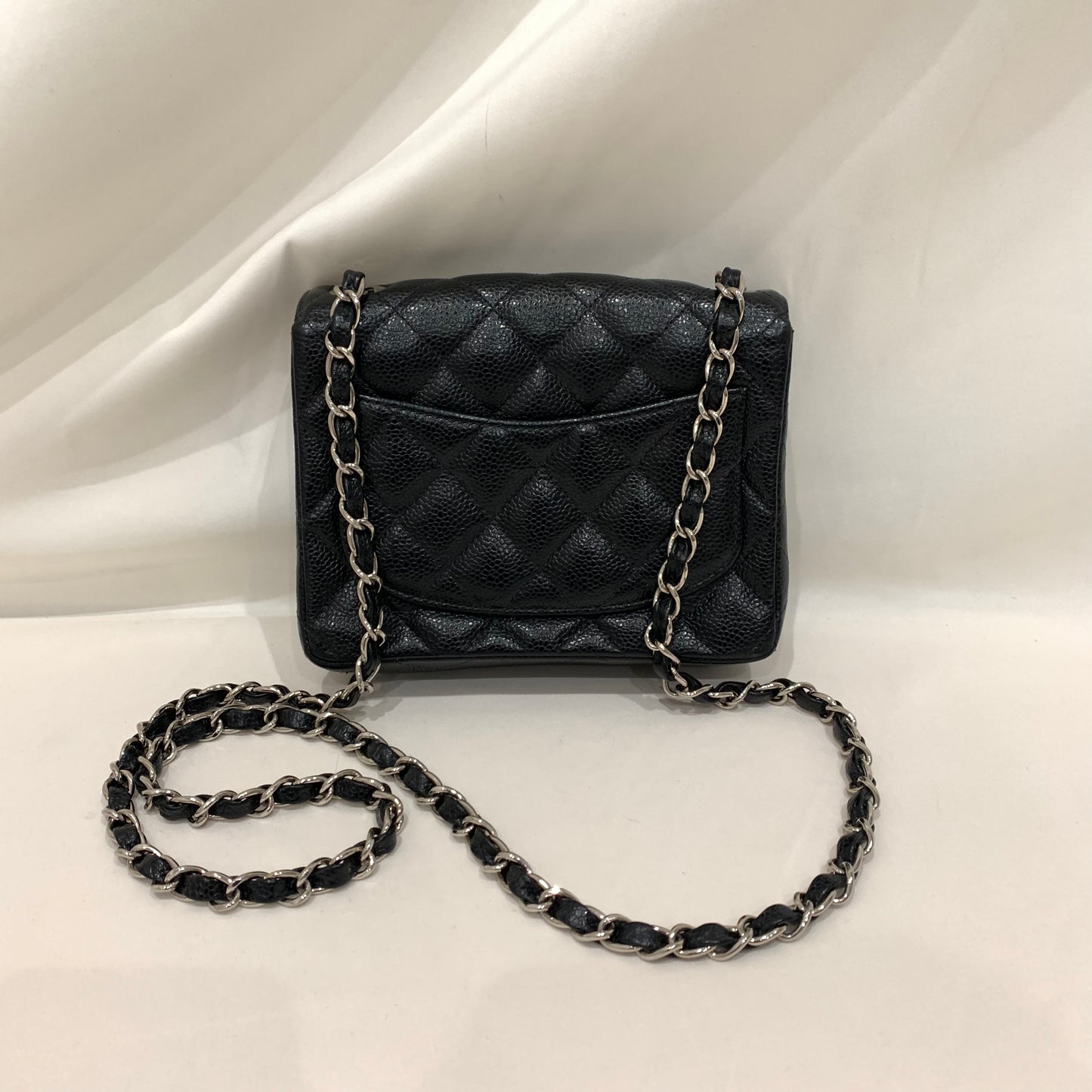 Chanel Black Caviar Mini Square Flap Shoulder Bag Sku# 81362