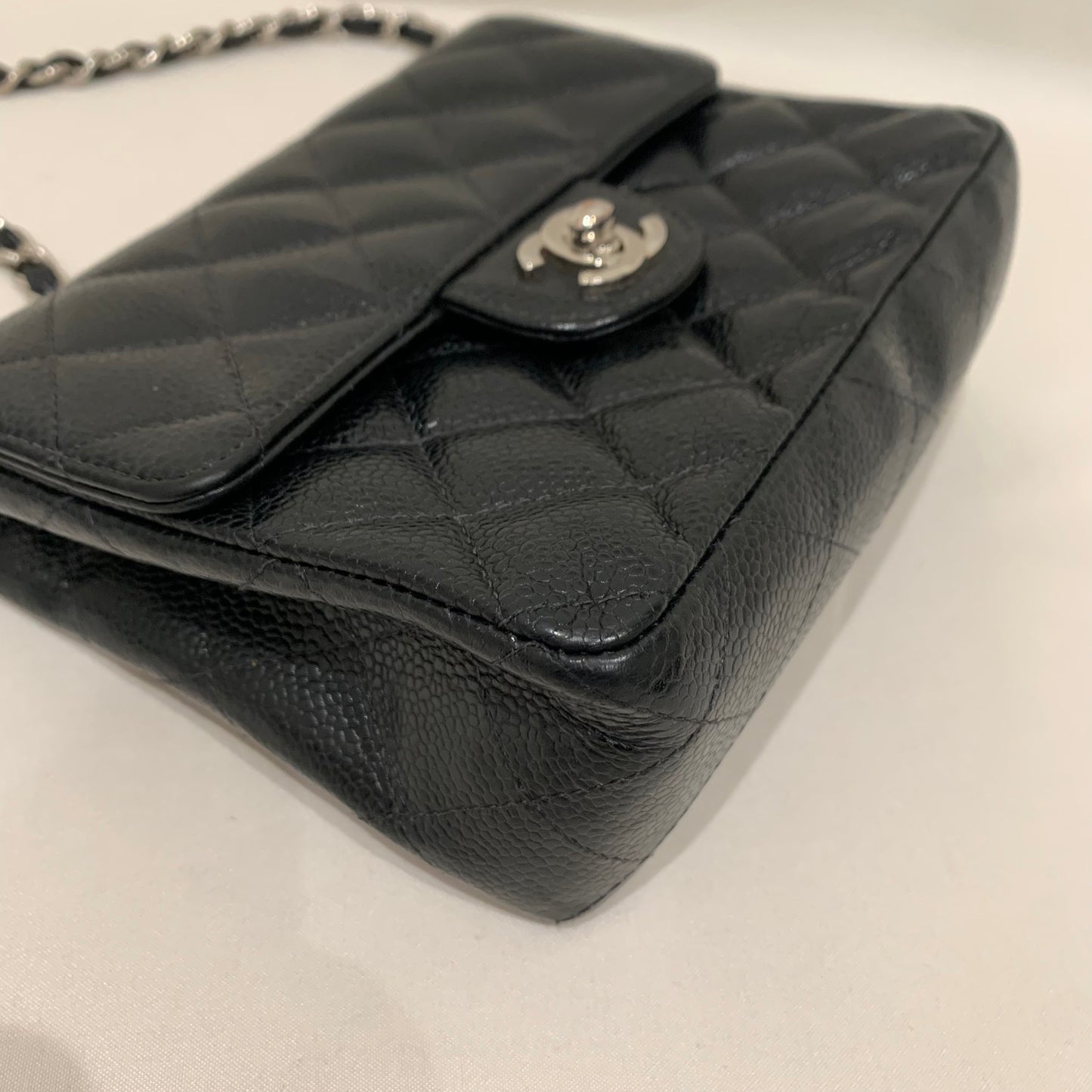 Chanel Black Caviar Mini Square Flap Shoulder Bag Sku# 81362