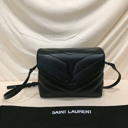 Saint Laurent SO Black Chevron Leather Toy Loulou Shoulder Bag Sku# 71674