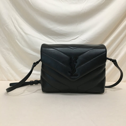 Saint Laurent SO Black Chevron Leather Toy Loulou Shoulder Bag Sku# 71674
