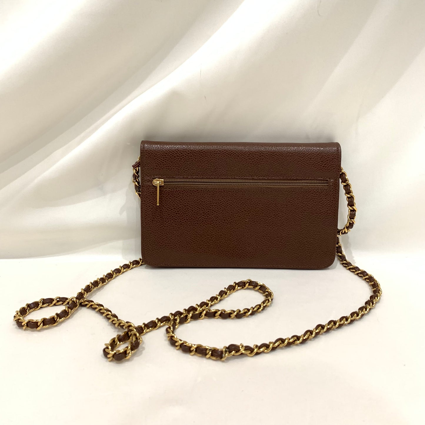 Chanel Brown Caviar Timeless Wallet On Chain Sku# 81363