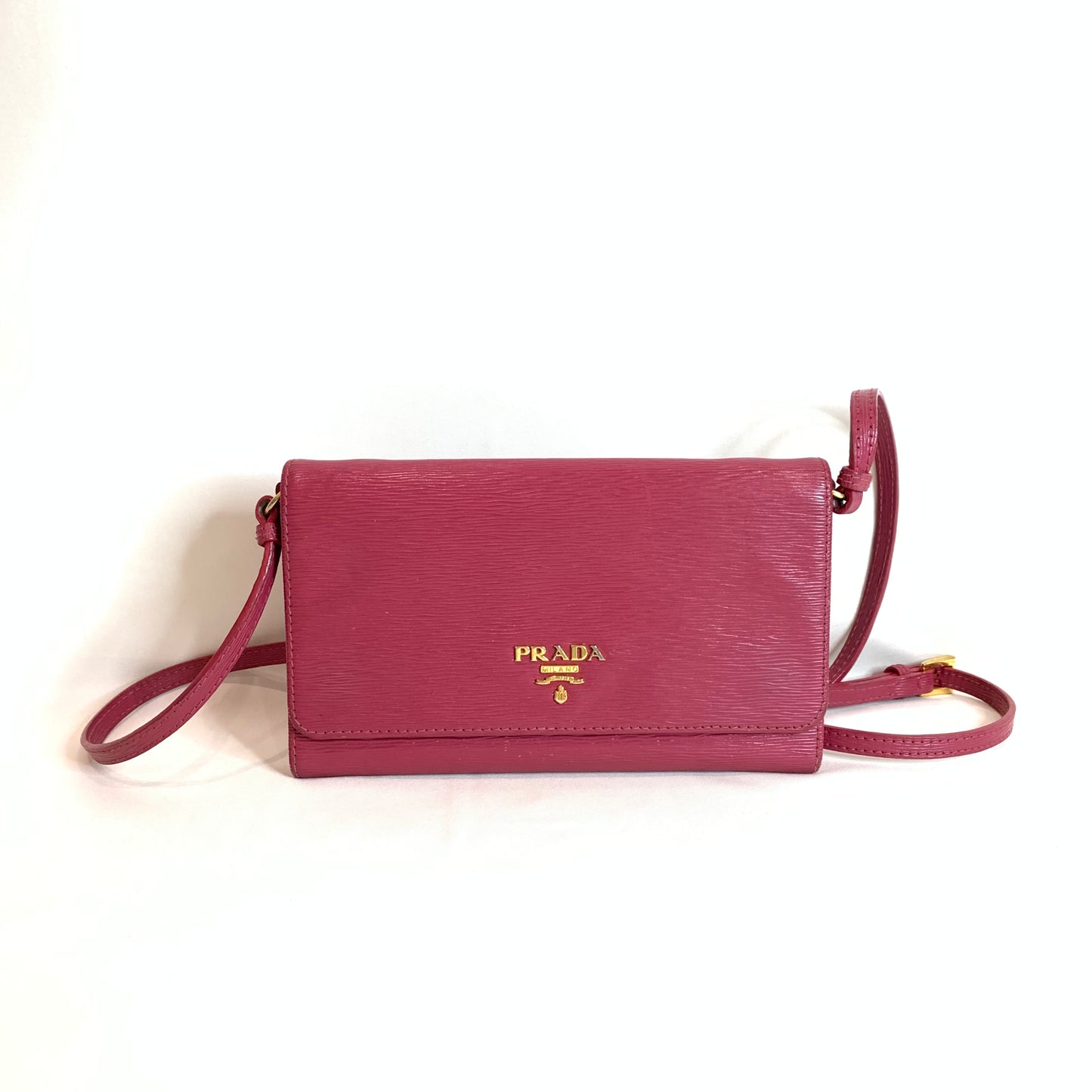 Prada Pink Leather Wallet On Chain Crossbody Bag Sku# 81169