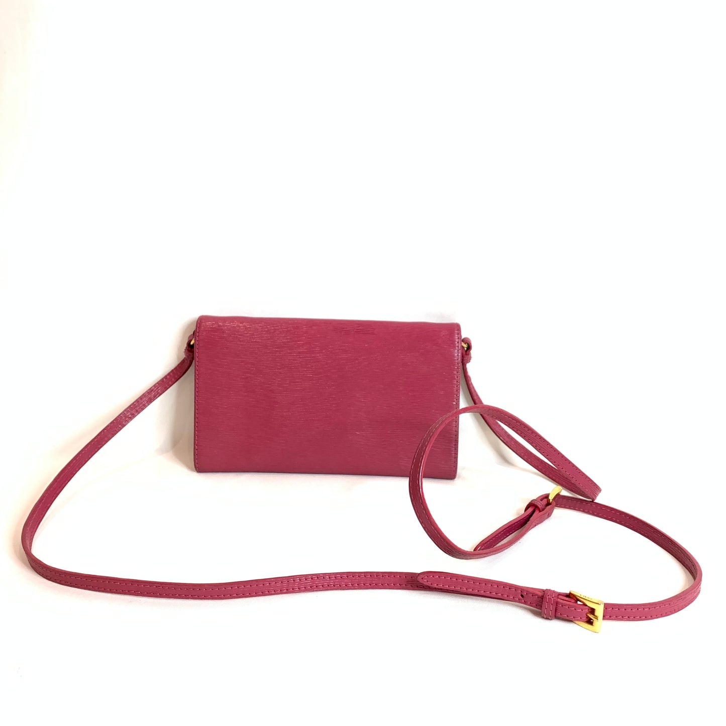 Prada Pink Leather Wallet On Chain Crossbody Bag Sku# 81169