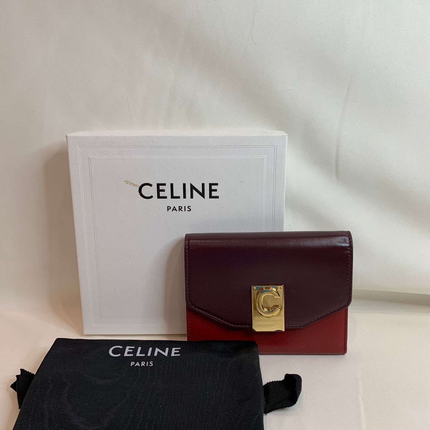 Celine Bicolor Leather C Folding Wallet Sku# 80904