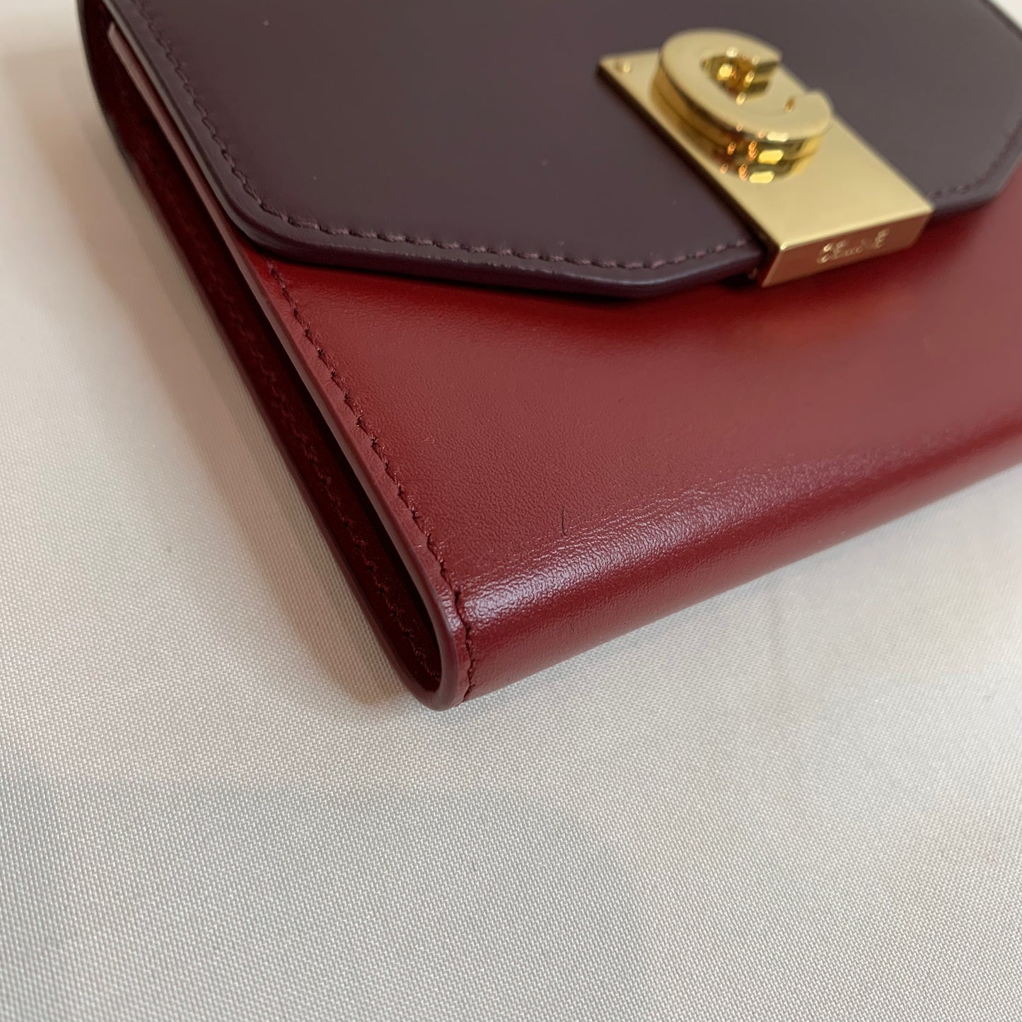 Celine Bicolor Leather C Folding Wallet Sku# 80904