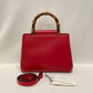 Gucci Red Leather Bamboo Handle 2-ways Tote Sku# 79973