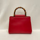 Gucci Red Leather Bamboo Handle 2-ways Tote Sku# 79973