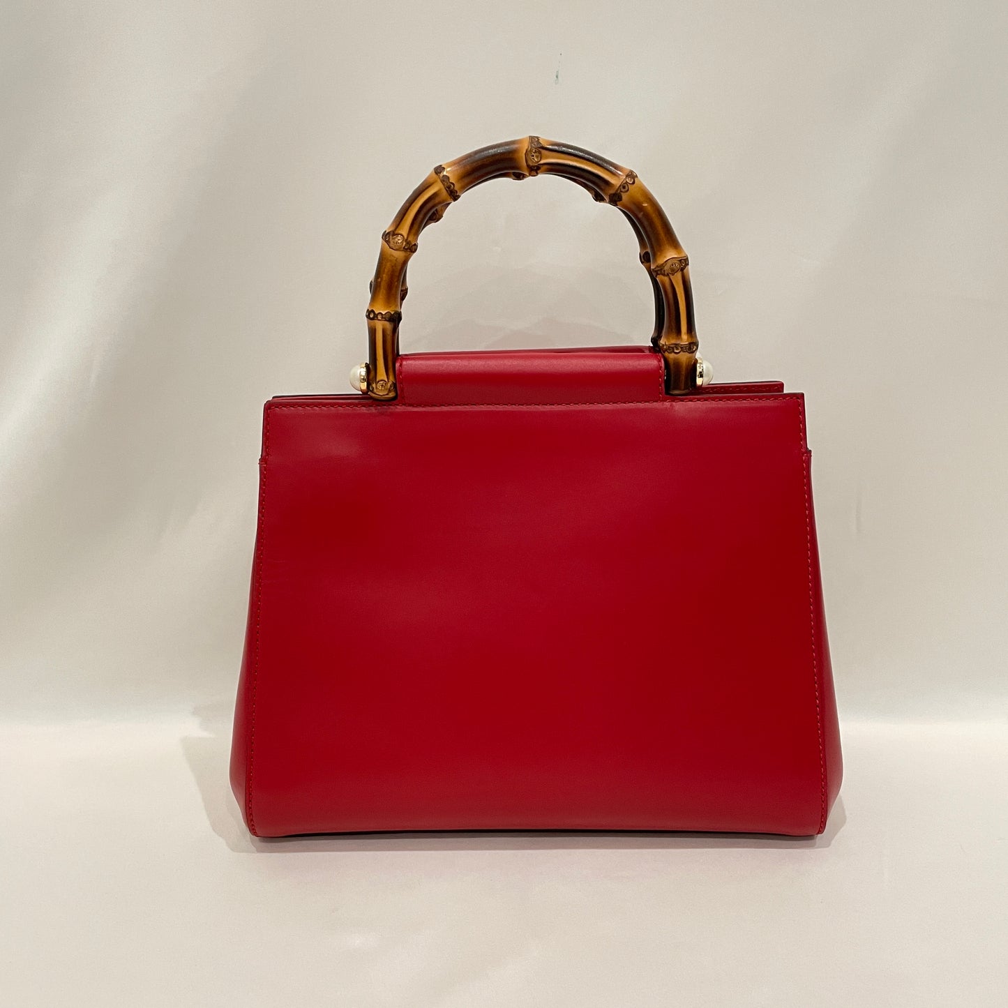 Gucci Red Leather Bamboo Handle 2-ways Tote Sku# 79973