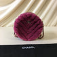 Chanel Pink Chevron Shearling Mini Round Clutch with Chain Sku# 66972