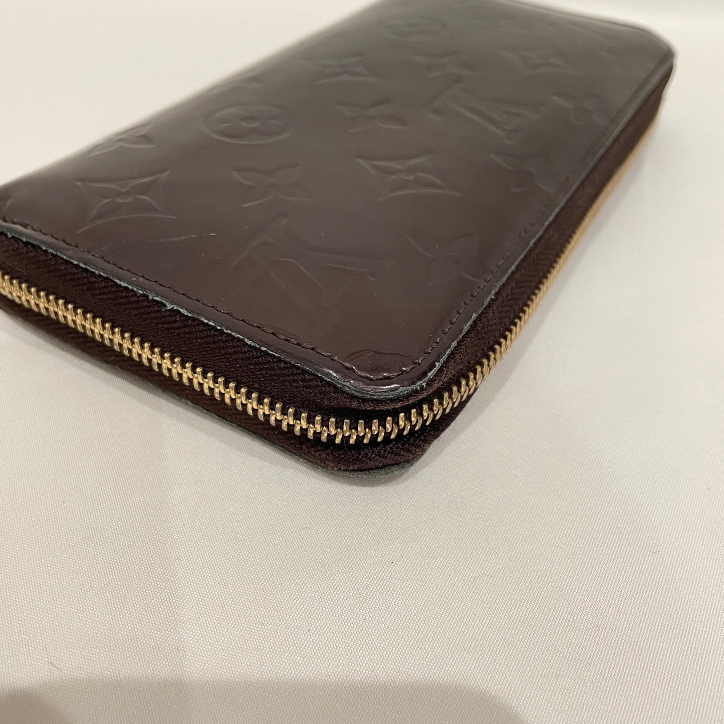 Louis Vuitton Brown Vernis Zip Around Long Wallet Sku# 80188