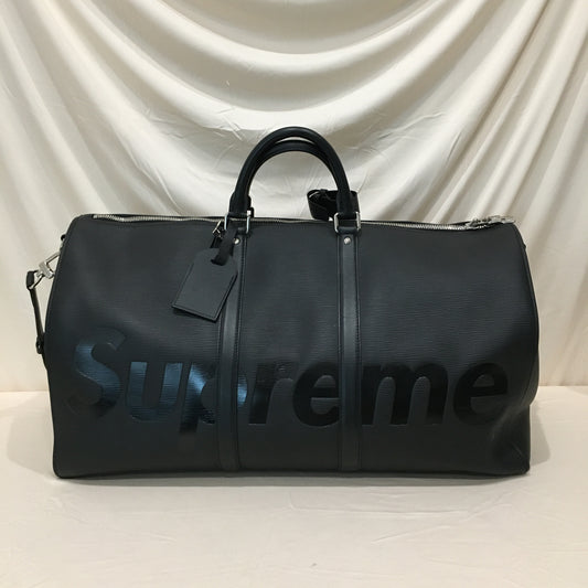 Louis Vuitton Limited Edition Supreme Black Epi Keepall 55 Bandouliere Travel Bag Sku# 71565
